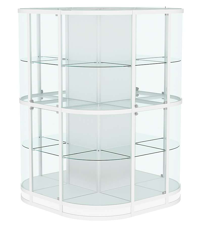 Витрина из профиля островная закругленная с секторами №4 Белый