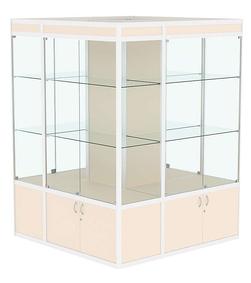 Витрина из профиля островная №1 Крем Вайс