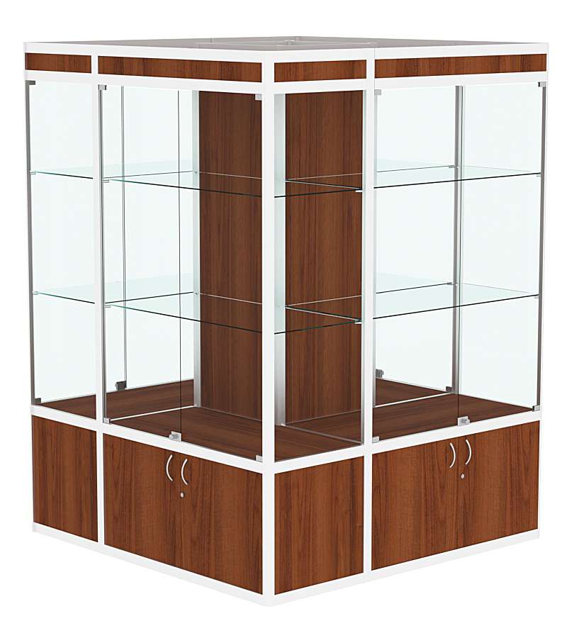 Витрина из профиля островная №1 Орех