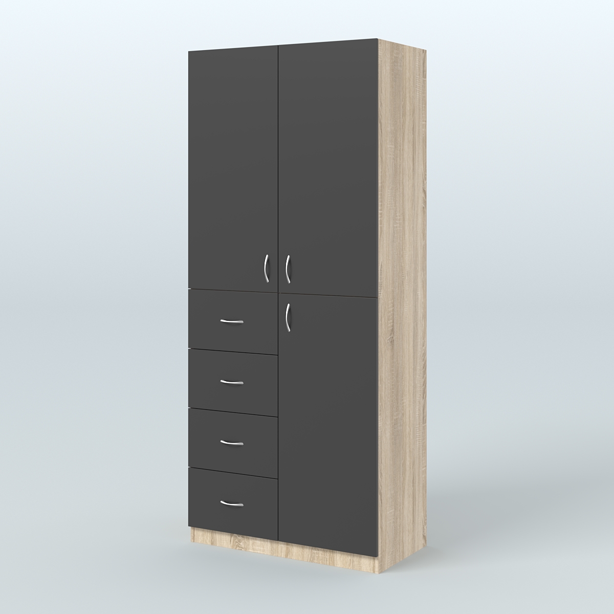 Шкаф для аптек с ящиками и полками №3 Дуб Сонома + Черный