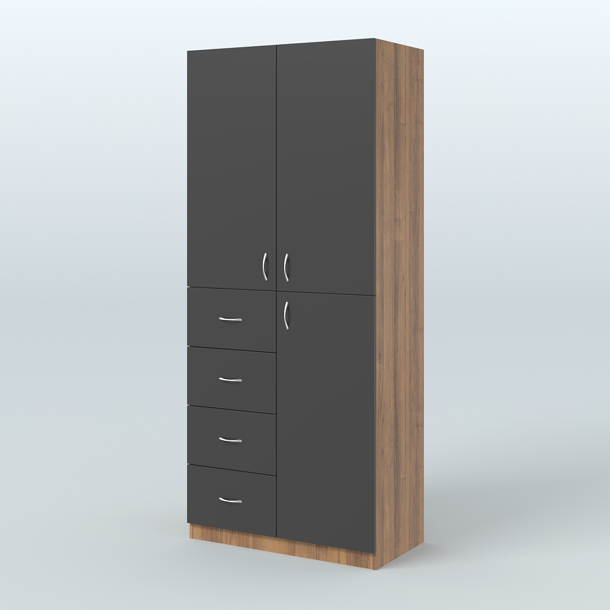 Шкаф для аптек с ящиками и полками №3 Орех + Черный