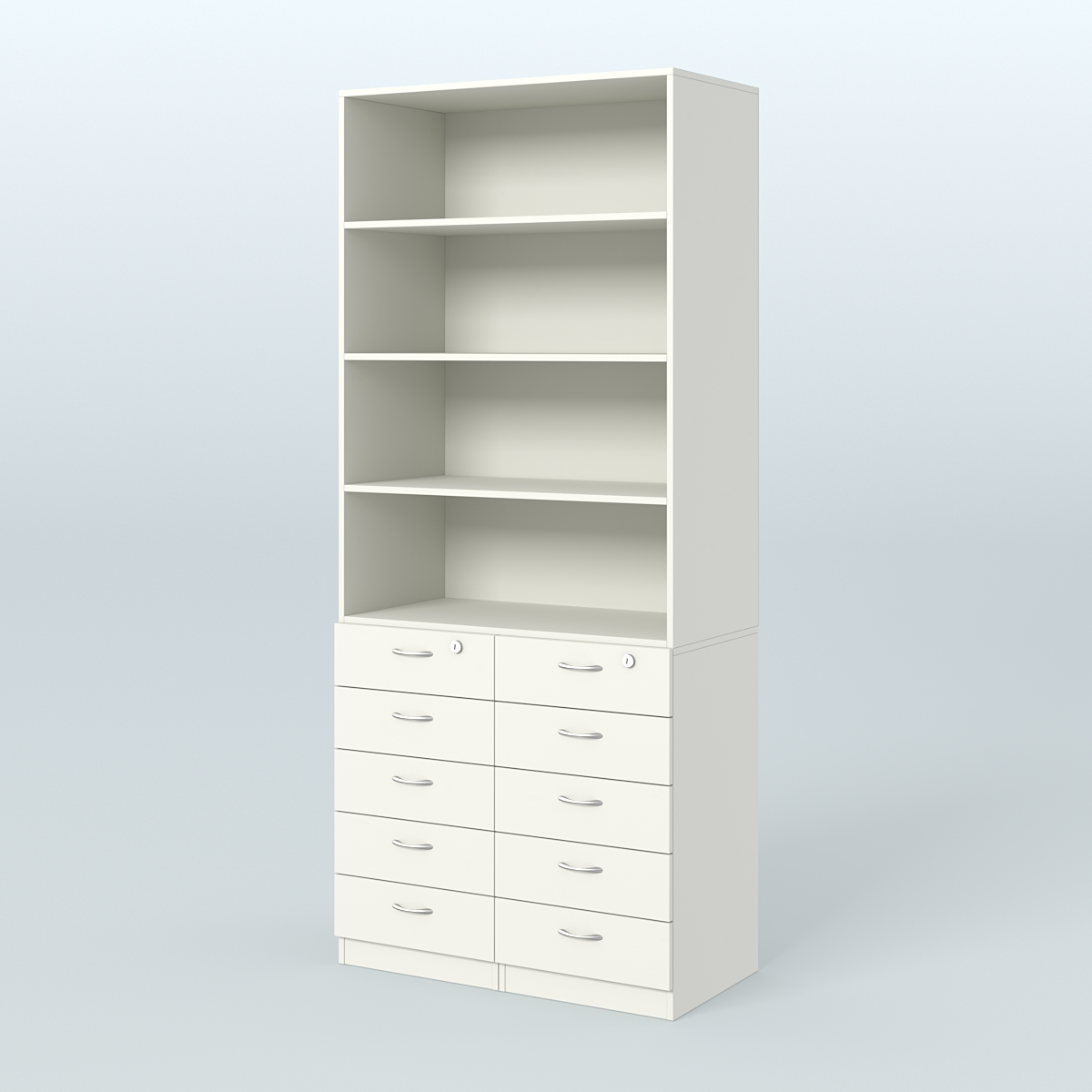 Шкаф для аптек с 10-ю ящиками и тремя полками ДСП №6-А Белый