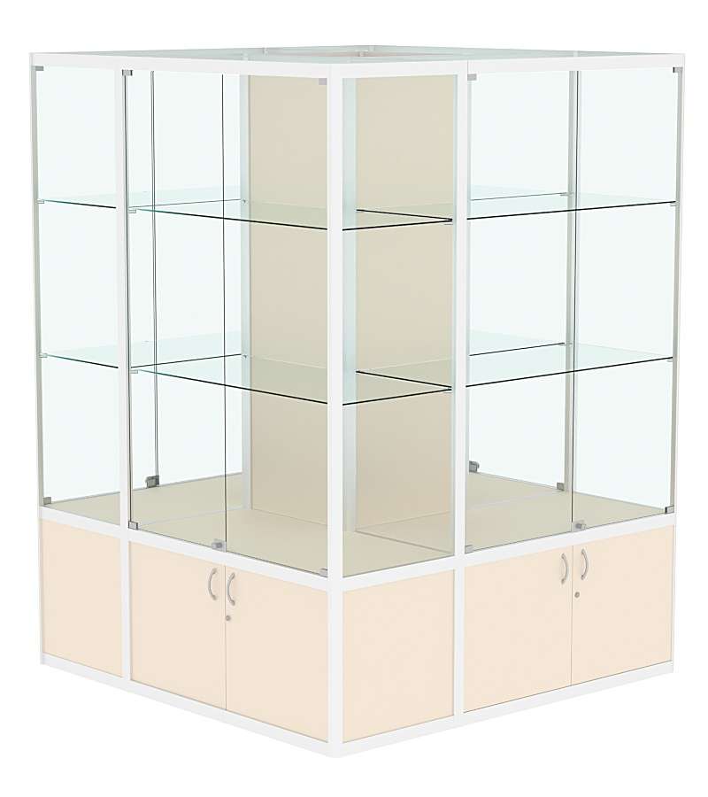 Витрина из профиля островная №2 Крем Вайс