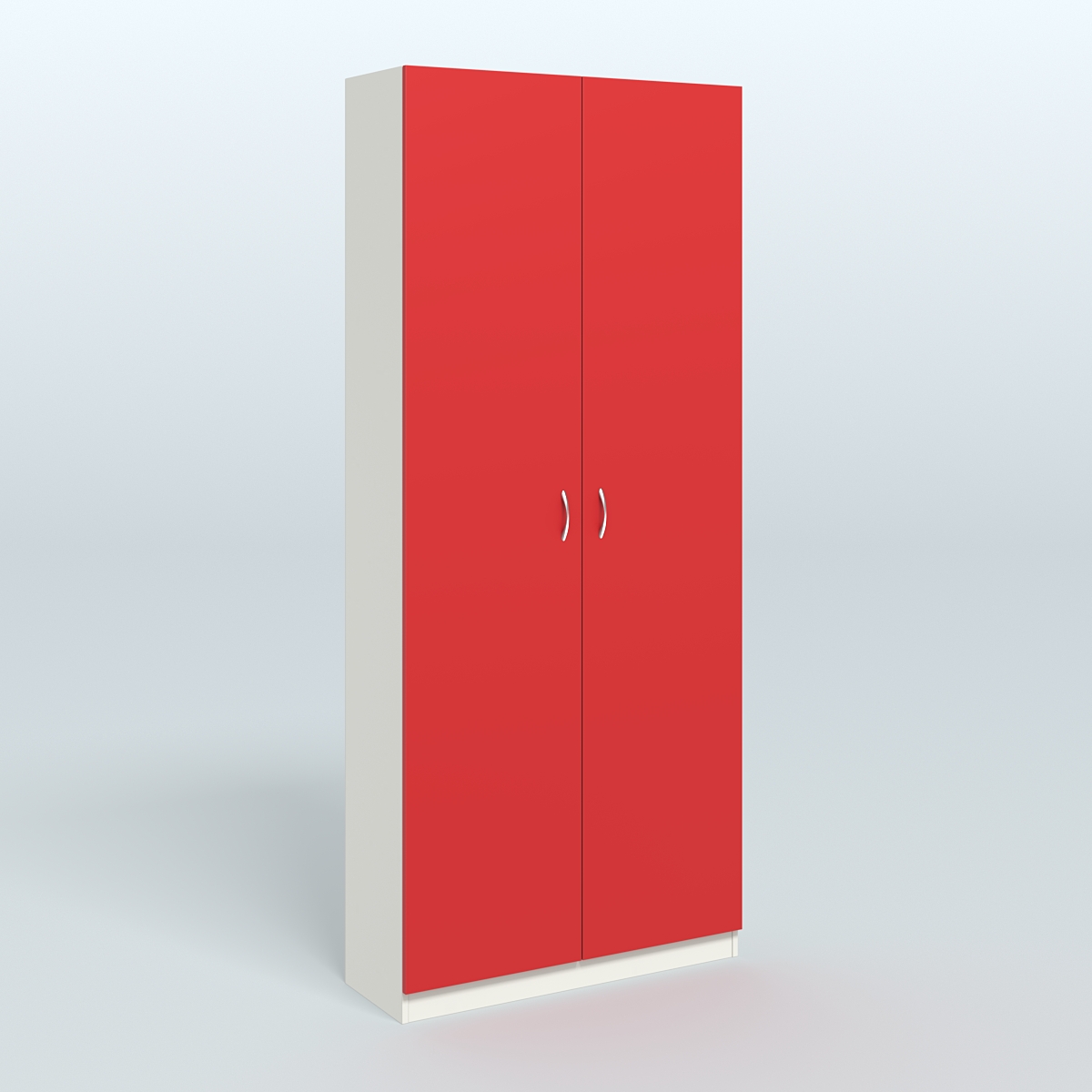 Аптечный шкаф широкий для одежды персонала №4 Белый + Красный