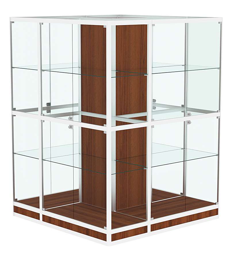 Витрина из профиля островная №4 Орех