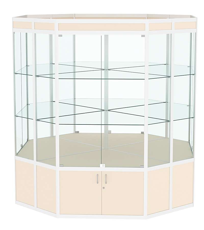 Витрина из профиля островная восьмигранная №1 Крем Вайс