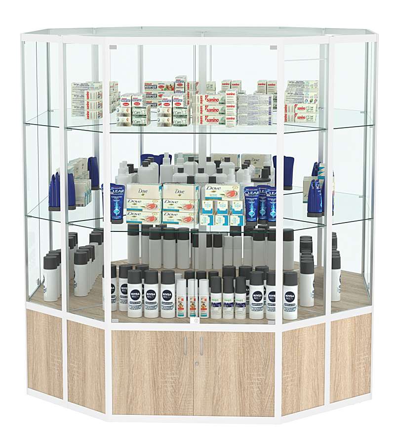 Витрина из профиля островная восьмигранная №2 Дуб сонома