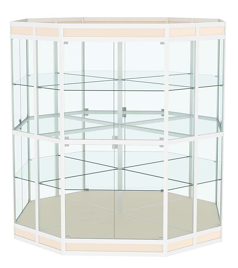 Витрина из профиля островная восьмигранная №3 Крем Вайс