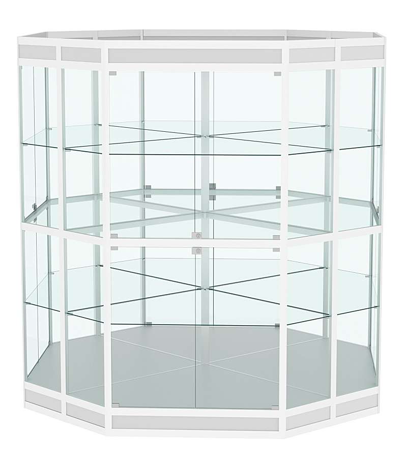 Витрина из профиля островная восьмигранная №3 Серый