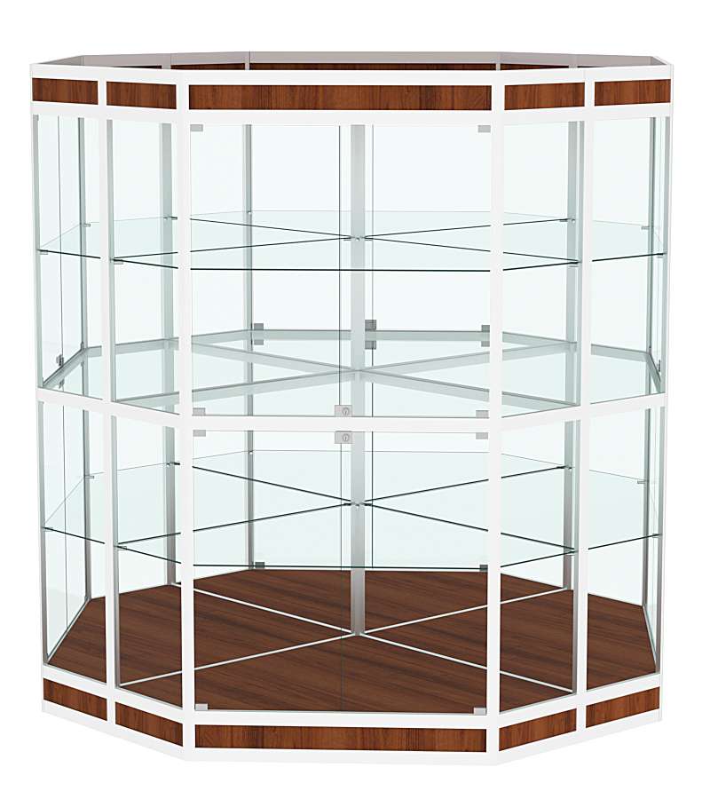 Витрина из профиля островная восьмигранная №3 Орех