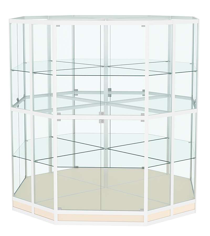 Витрина из профиля островная восьмигранная №4 Крем Вайс