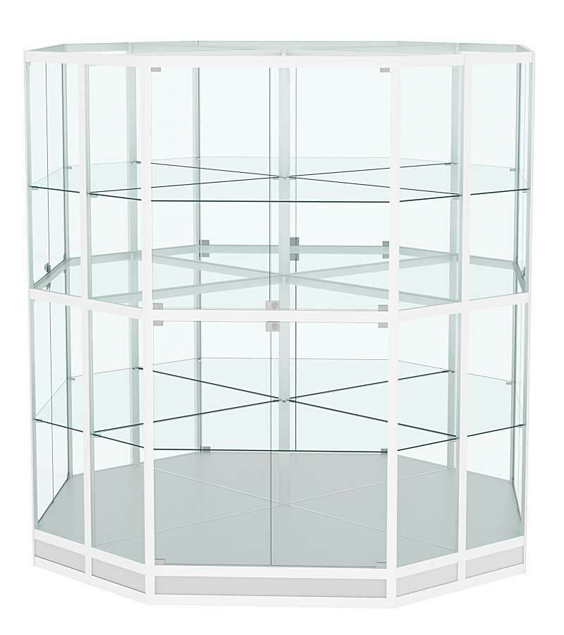 Витрина из профиля островная восьмигранная №4 Серый