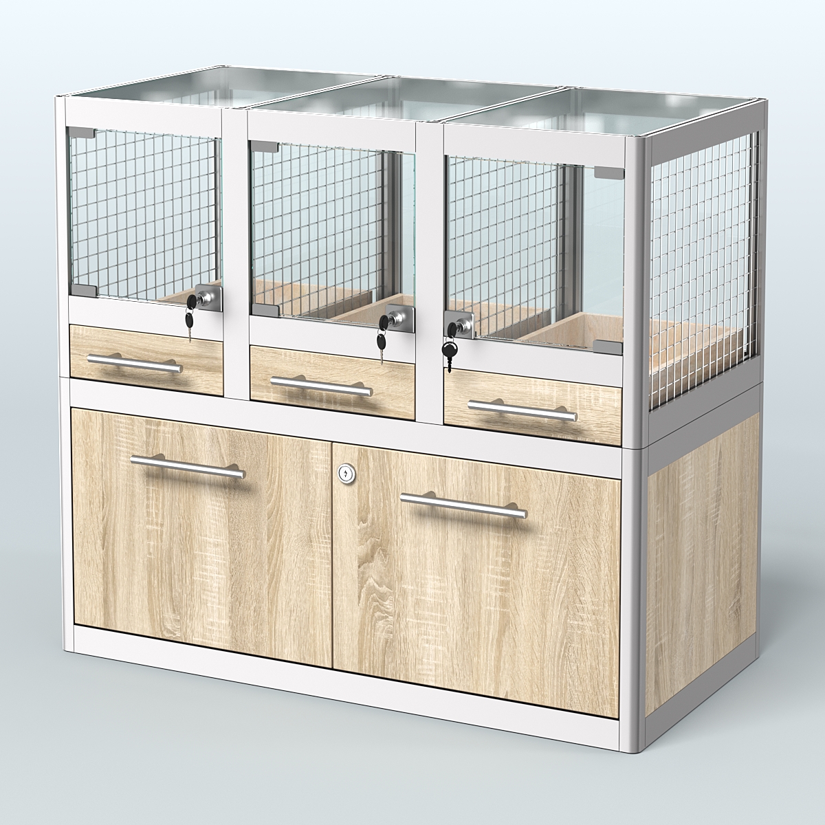 Витрина низкая для продажи животных - мелких грызунов в зоомагазин серии ДЕГУ - 01 Дуб сонома