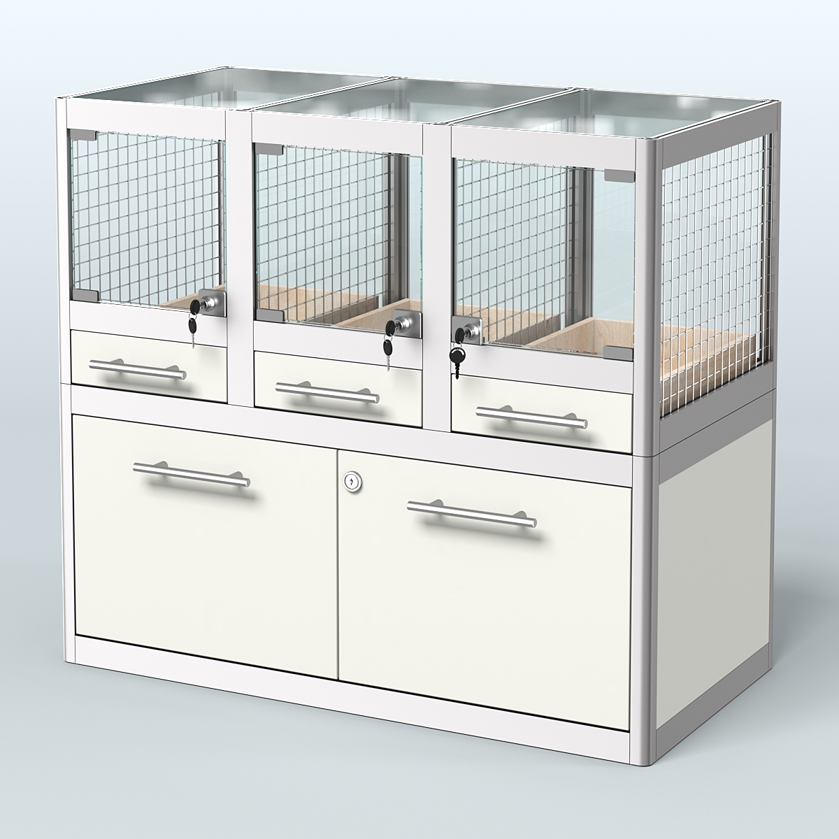 Витрина низкая для продажи животных - мелких грызунов в зоомагазин серии ДЕГУ - 01 Белый