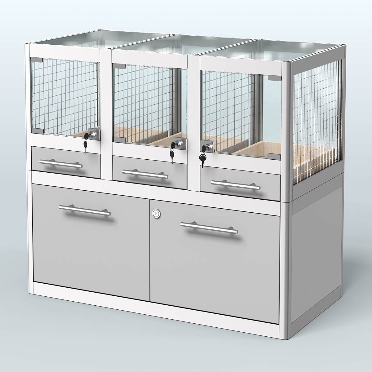 Витрина низкая для продажи животных - мелких грызунов в зоомагазин серии ДЕГУ - 01 Серый