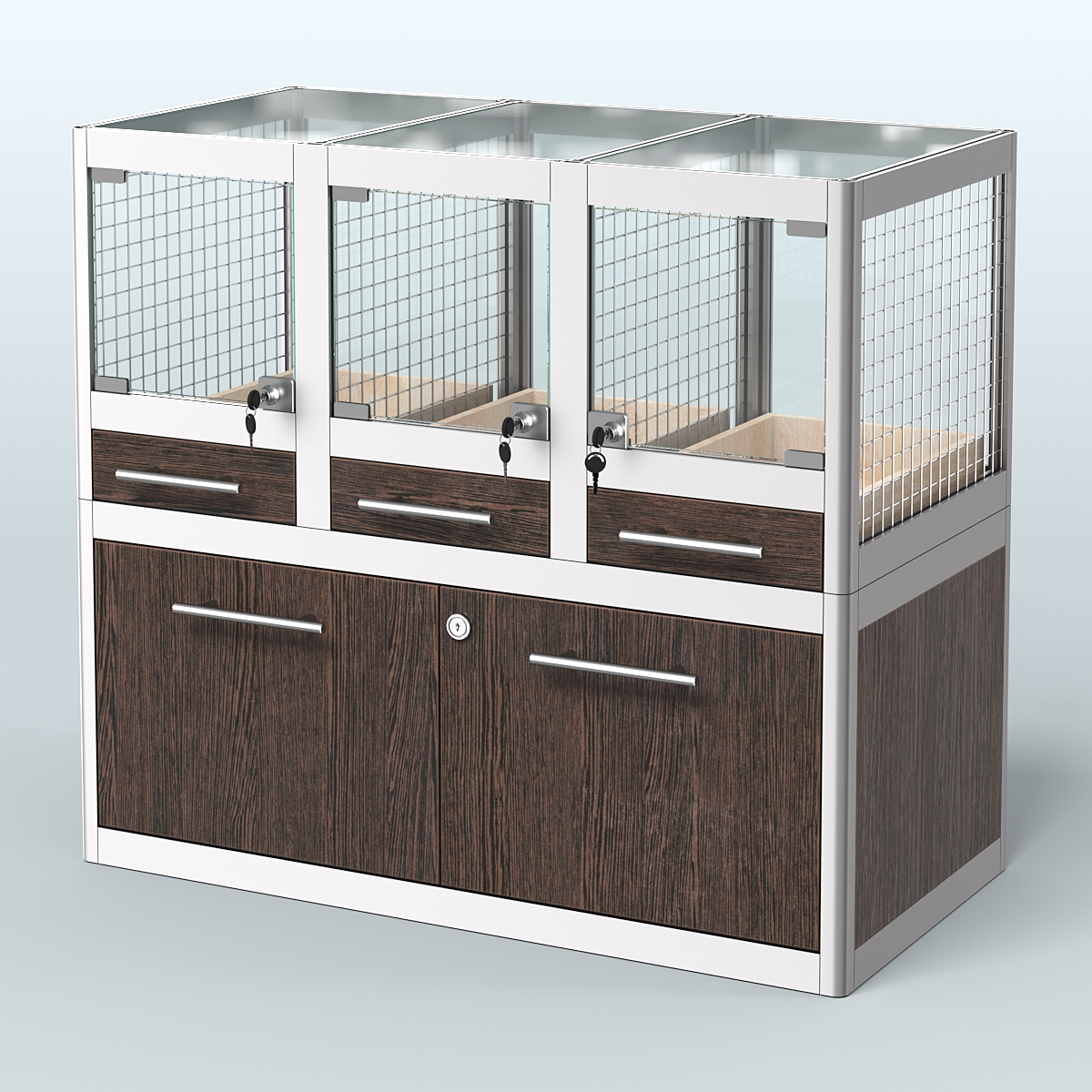 Витрина низкая для продажи животных - мелких грызунов в зоомагазин серии ДЕГУ - 01 Дуб Венге