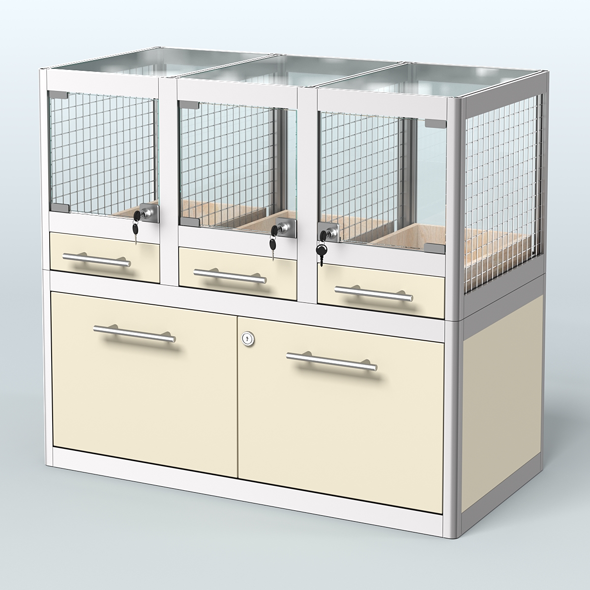 Витрина низкая для продажи животных - мелких грызунов в зоомагазин серии ДЕГУ - 01 Крем Вайс