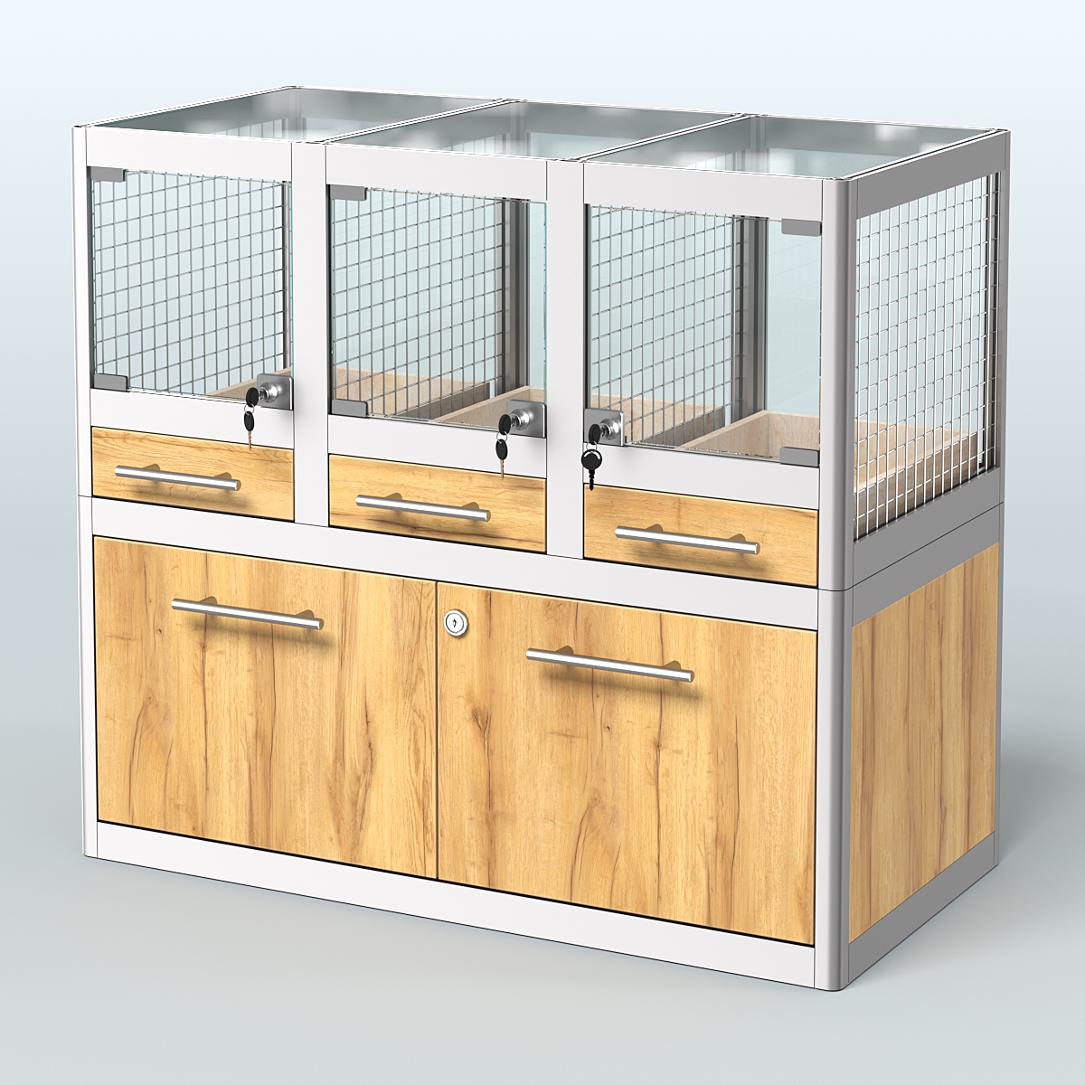 Витрина низкая для продажи животных - мелких грызунов в зоомагазин серии ДЕГУ - 01 Дуб Золотистый