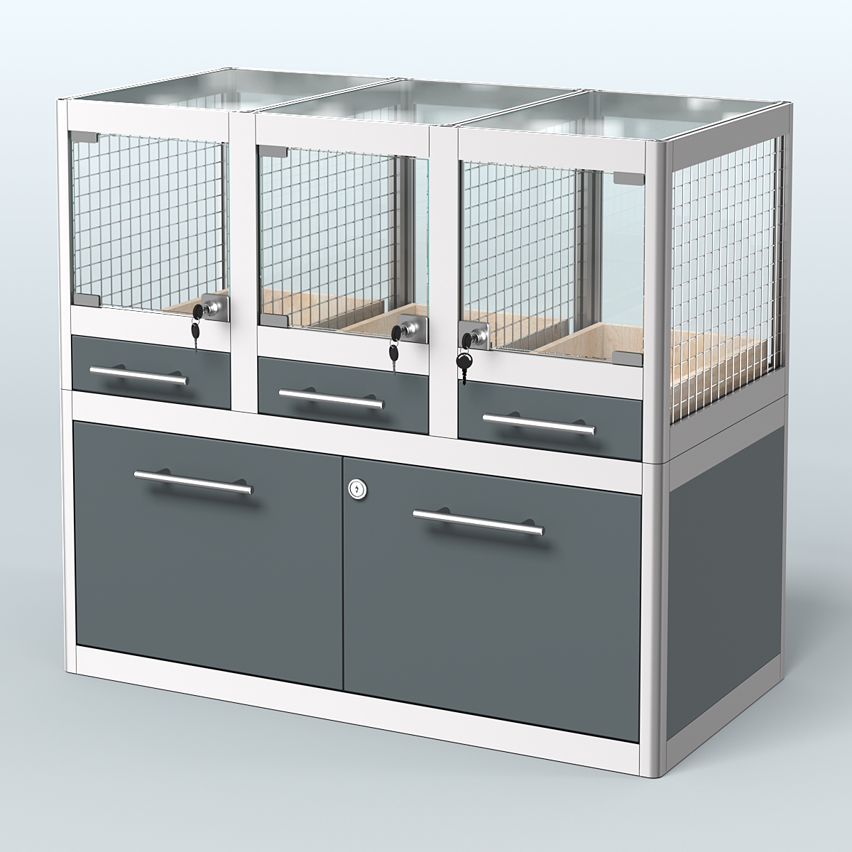 Витрина низкая для продажи животных - мелких грызунов в зоомагазин серии ДЕГУ - 01 Темно-Серый