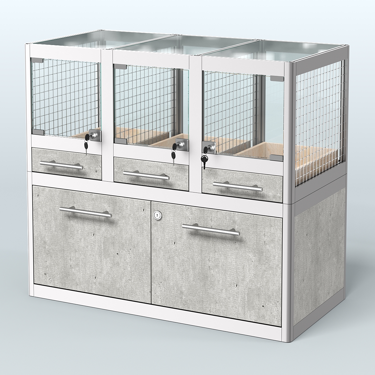 Витрина низкая для продажи животных - мелких грызунов в зоомагазин серии ДЕГУ - 01 Метрополитан Грей