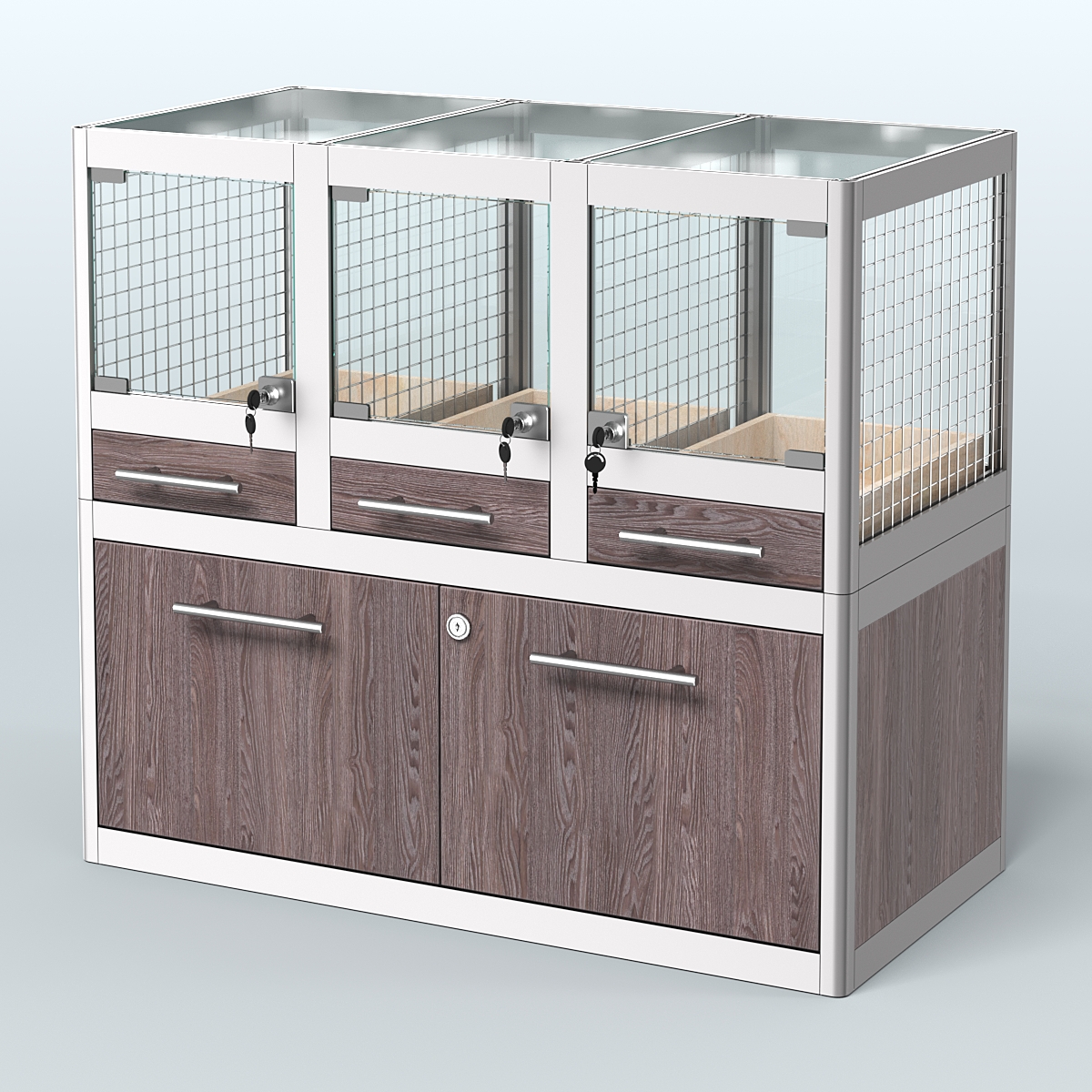 Витрина низкая для продажи животных - мелких грызунов в зоомагазин серии ДЕГУ - 01 Ясень Анкор темный