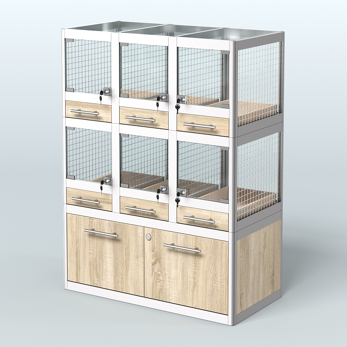 Витрина малая для продажи животных - мелких грызунов в зоомагазин серии ДЕГУ - 02 Дуб сонома