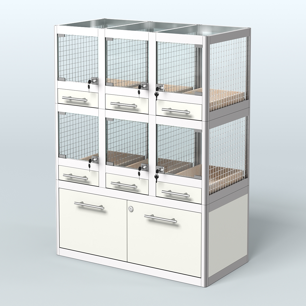 Витрина малая для продажи животных - мелких грызунов в зоомагазин серии ДЕГУ - 02 Белый
