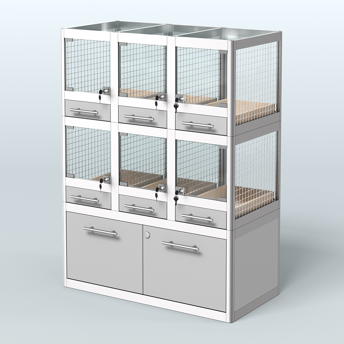 Витрина малая для продажи животных - мелких грызунов в зоомагазин серии ДЕГУ - 02 Серый