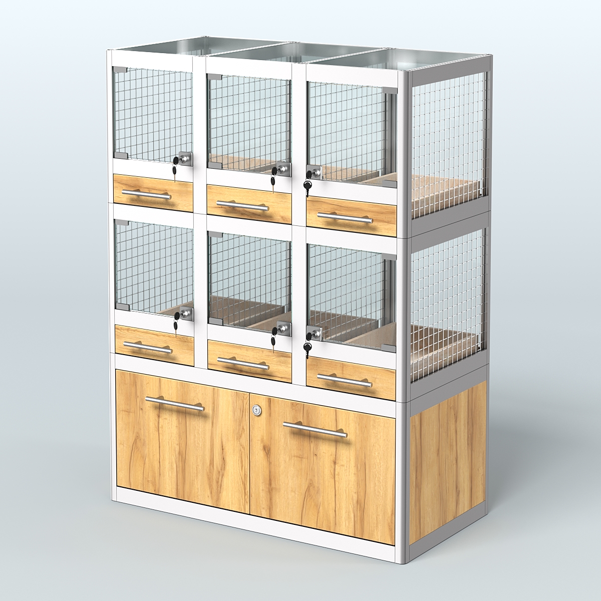 Витрина малая для продажи животных - мелких грызунов в зоомагазин серии ДЕГУ - 02 Дуб Золотистый