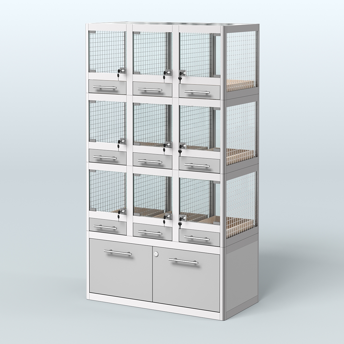 Витрина средняя для продажи животных - мелких грызунов в зоомагазин серии ДЕГУ - 03 Серый