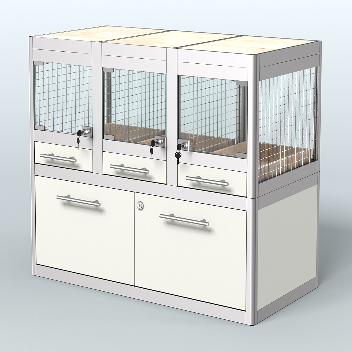 Витрина низкая с подсветкой для продажи - мелких грызунов в зоомагазин серии ДЕГУ-С-01 Белый