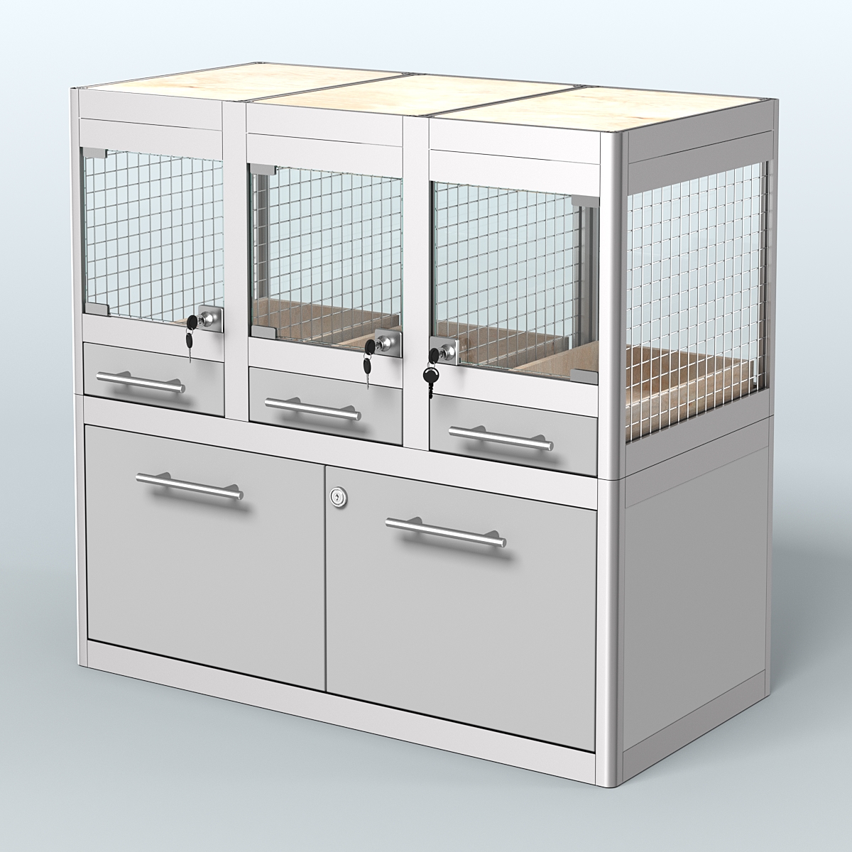 Витрина низкая с подсветкой для продажи - мелких грызунов в зоомагазин серии ДЕГУ-С-01 Серый