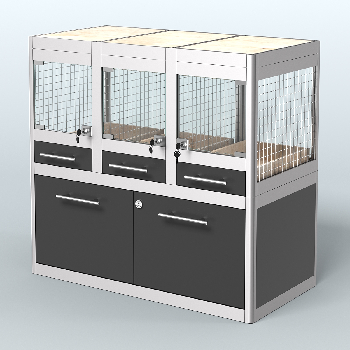 Витрина низкая с подсветкой для продажи - мелких грызунов в зоомагазин серии ДЕГУ-С-01 Черный