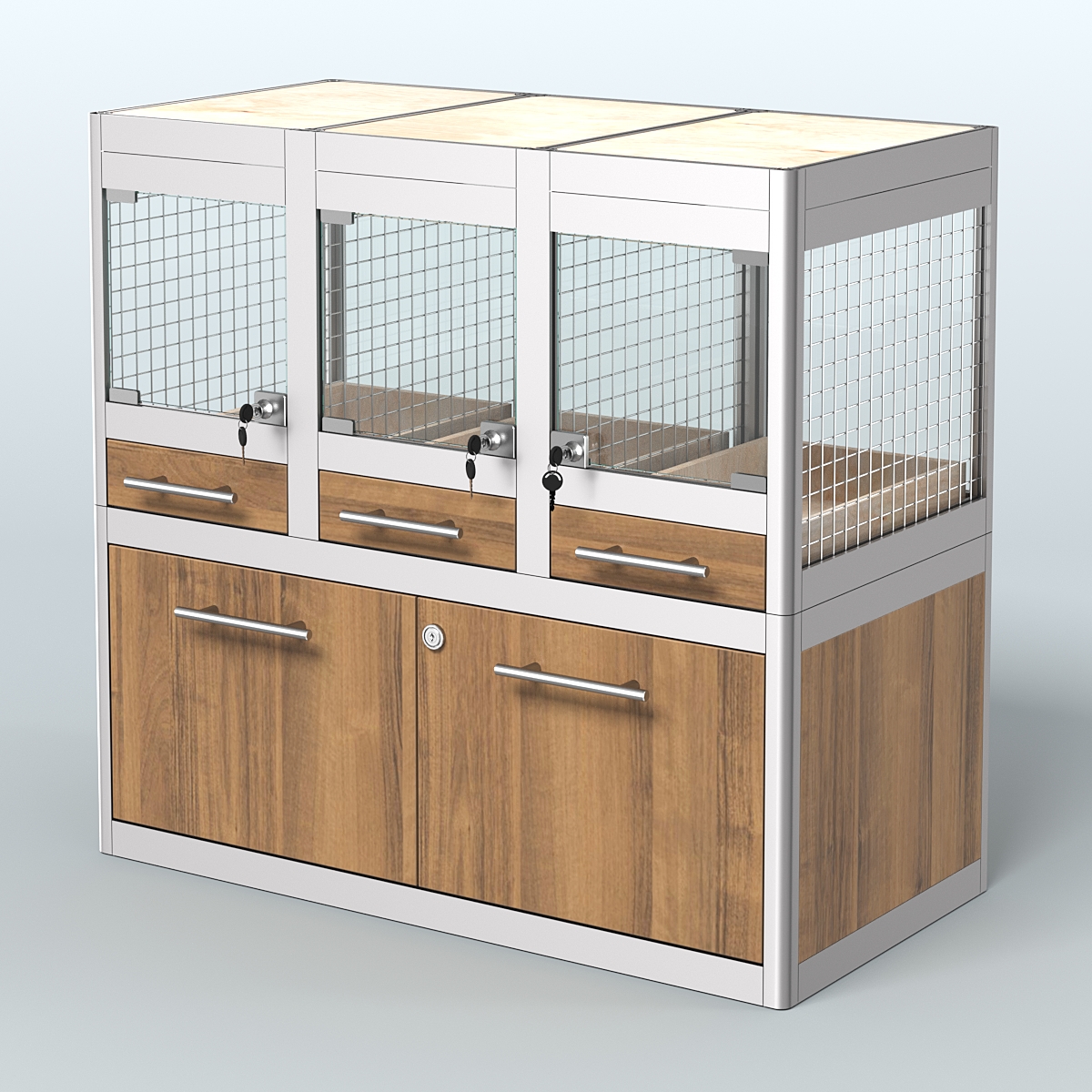 Витрина низкая с подсветкой для продажи - мелких грызунов в зоомагазин серии ДЕГУ-С-01 Орех