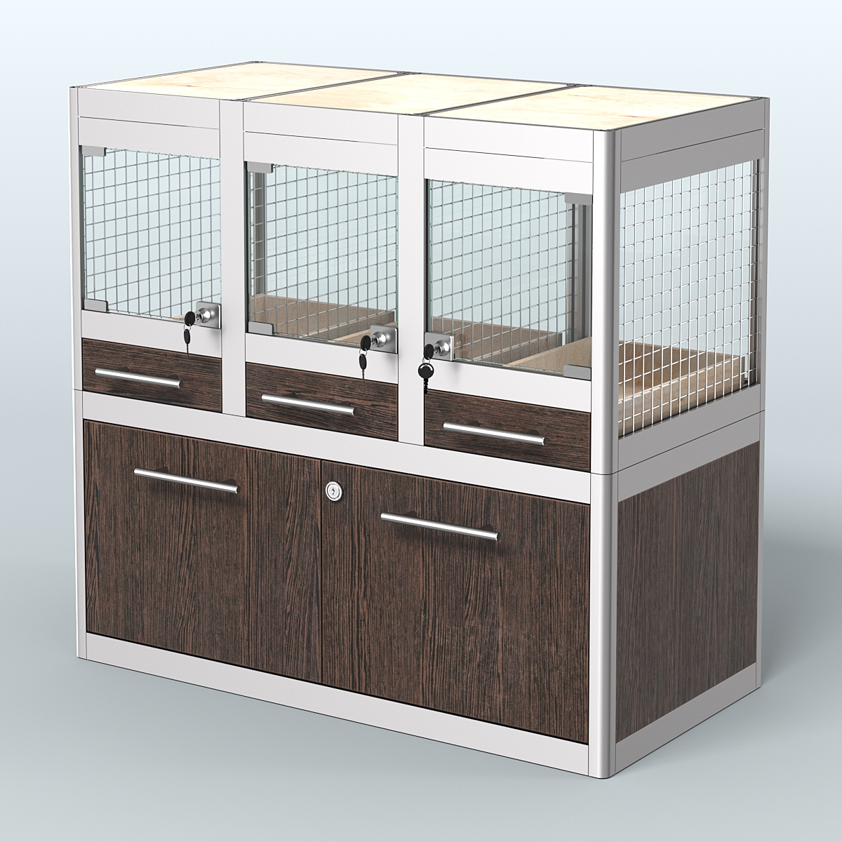 Витрина низкая с подсветкой для продажи - мелких грызунов в зоомагазин серии ДЕГУ-С-01 Дуб Венге