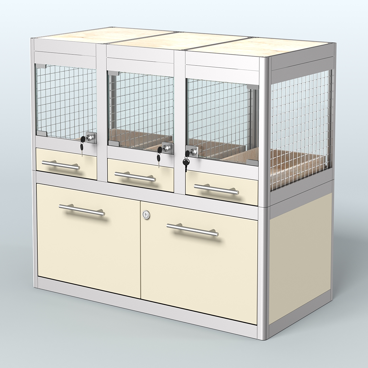 Витрина низкая с подсветкой для продажи - мелких грызунов в зоомагазин серии ДЕГУ-С-01 Крем Вайс