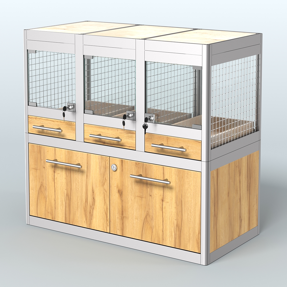 Витрина низкая с подсветкой для продажи - мелких грызунов в зоомагазин серии ДЕГУ-С-01 Дуб Золотистый