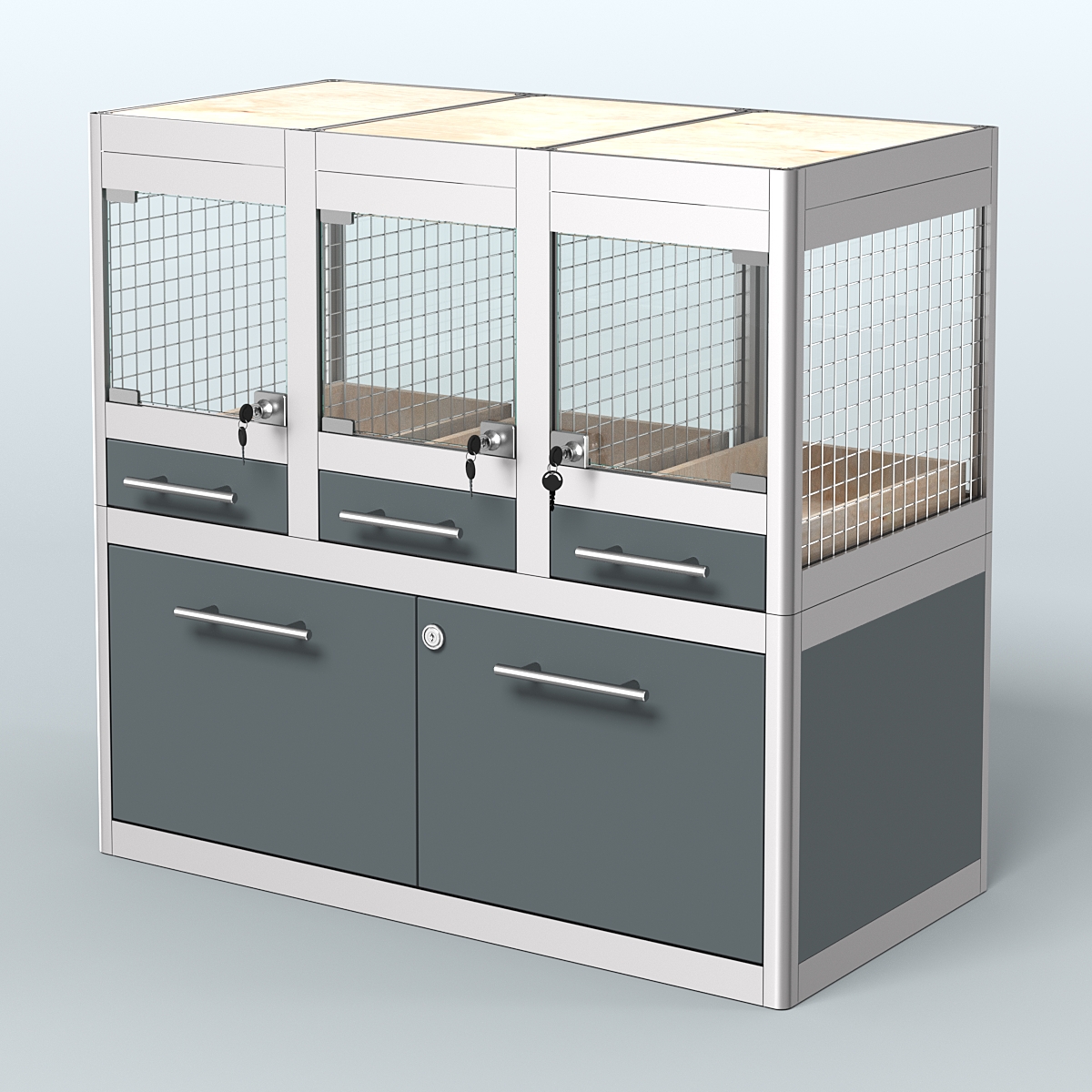 Витрина низкая с подсветкой для продажи - мелких грызунов в зоомагазин серии ДЕГУ-С-01 Темно-Серый