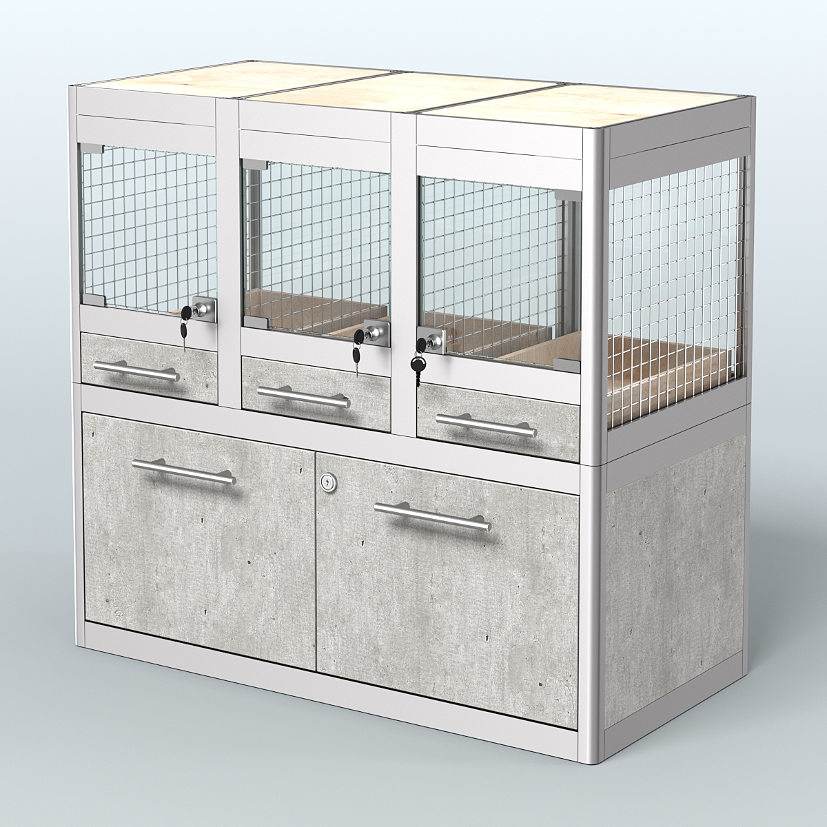 Витрина низкая с подсветкой для продажи - мелких грызунов в зоомагазин серии ДЕГУ-С-01 Метрополитан Грей