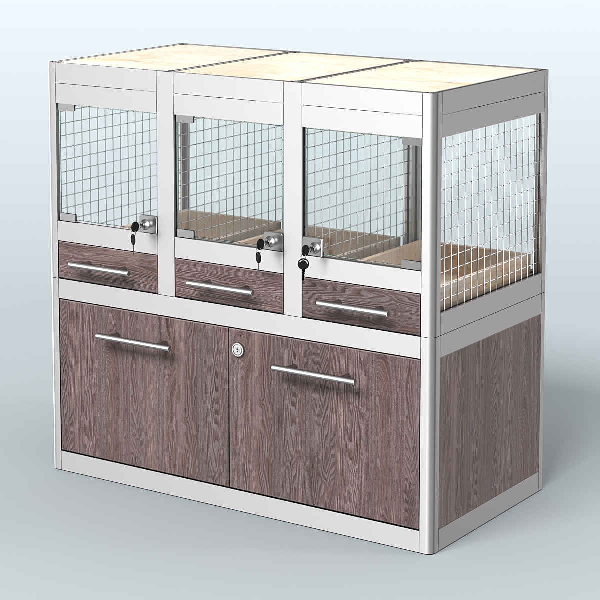 Витрина низкая с подсветкой для продажи - мелких грызунов в зоомагазин серии ДЕГУ-С-01 Ясень Анкор темный