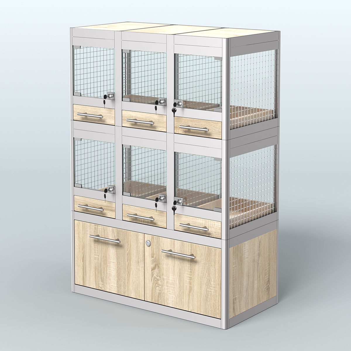 Витрина малая с подсветкой для продажи - мелких грызунов в зоомагазин серии ДЕГУ-С-02 Дуб сонома