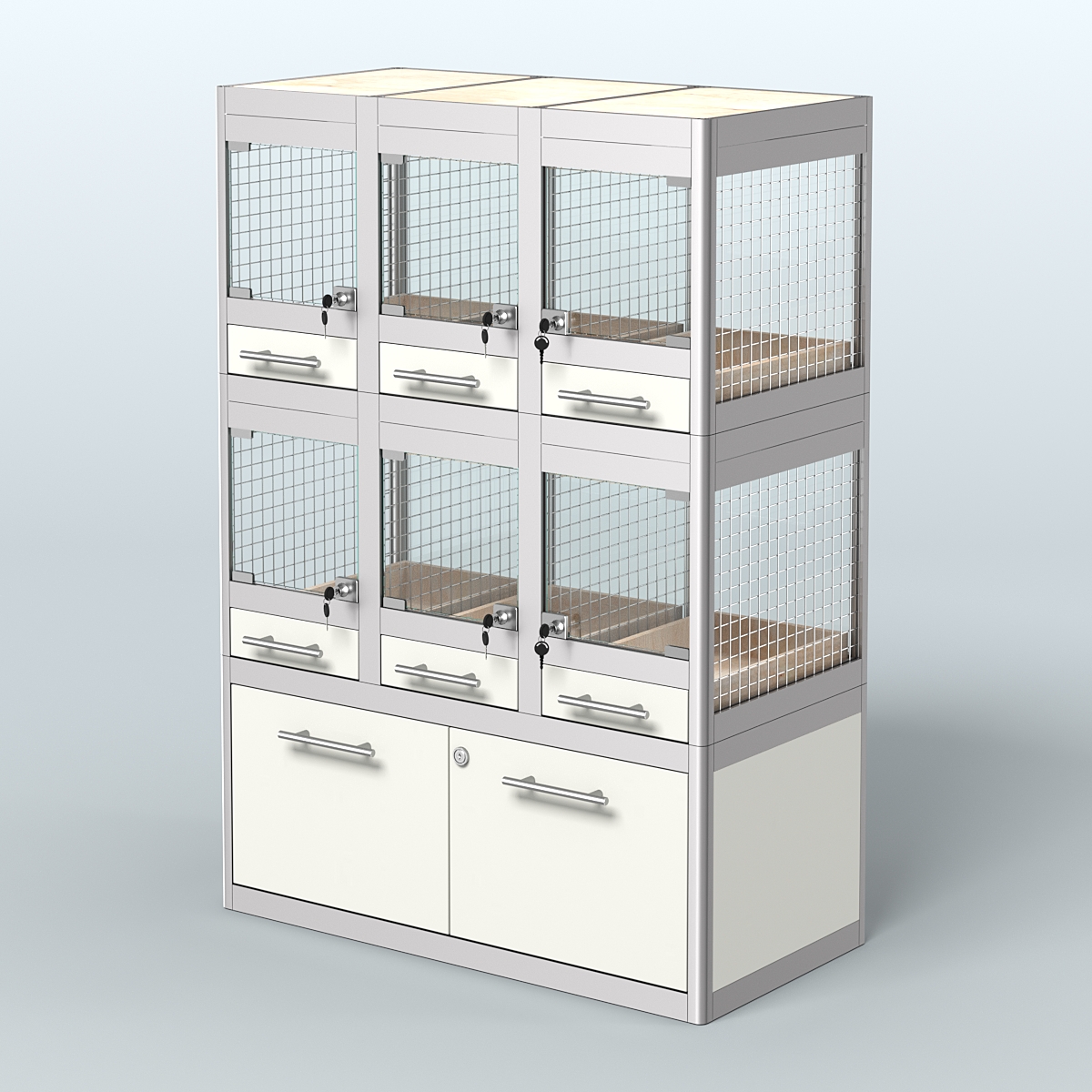 Витрина малая с подсветкой для продажи - мелких грызунов в зоомагазин серии ДЕГУ-С-02 Белый