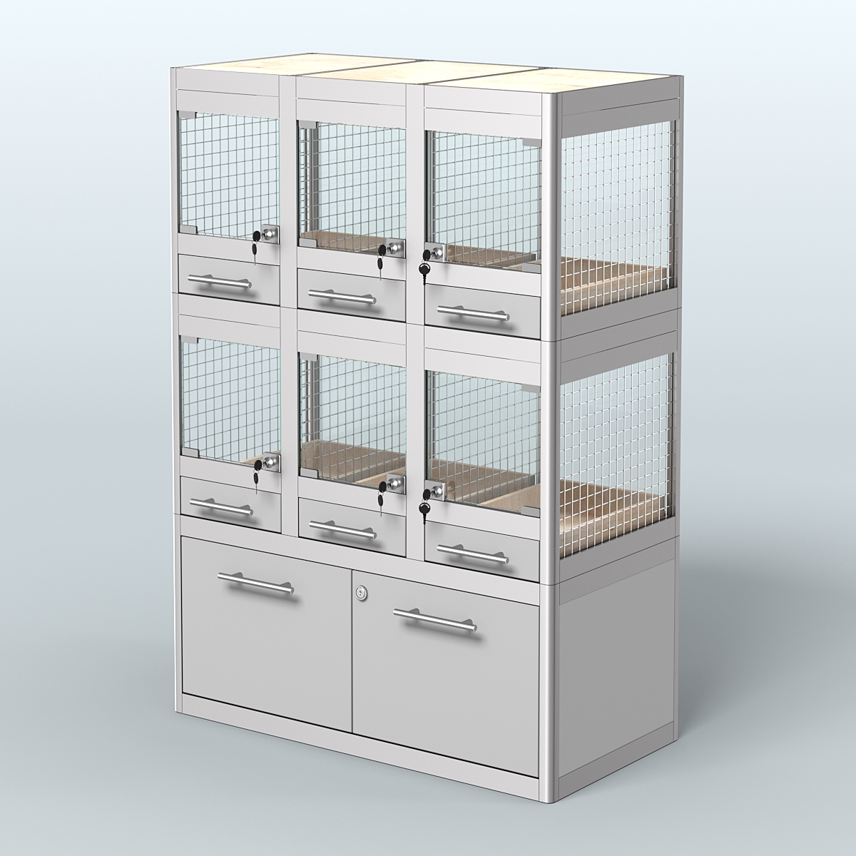 Витрина малая с подсветкой для продажи - мелких грызунов в зоомагазин серии ДЕГУ-С-02 Серый