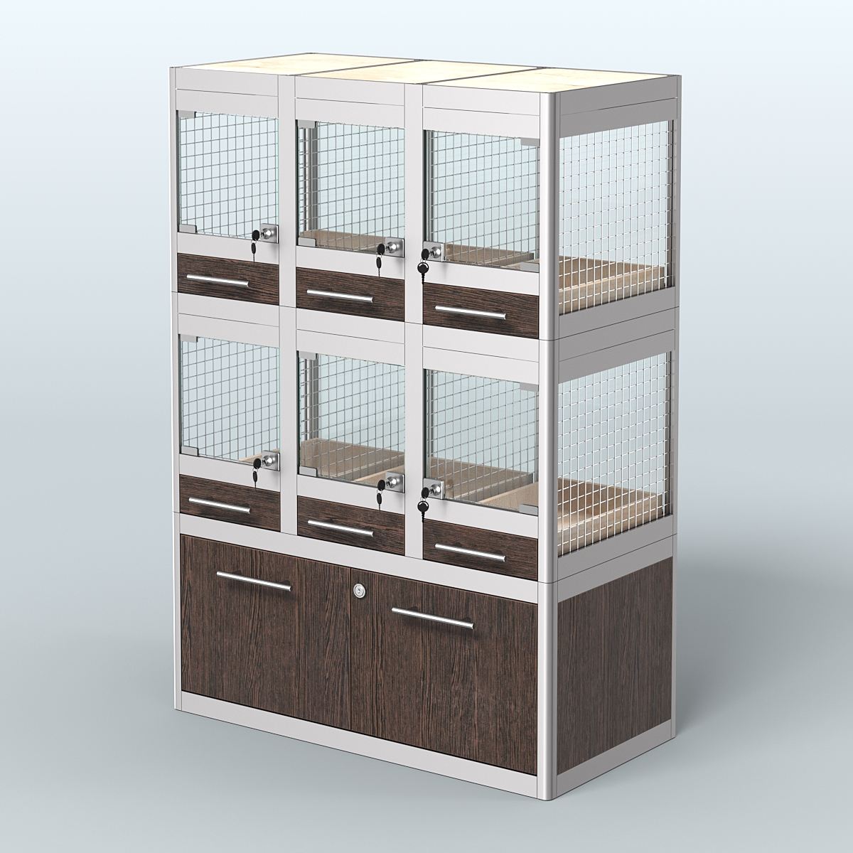 Витрина малая с подсветкой для продажи - мелких грызунов в зоомагазин серии ДЕГУ-С-02 Дуб Венге