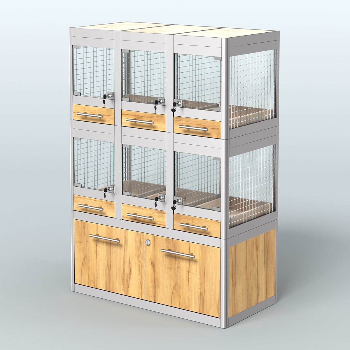 Витрина малая с подсветкой для продажи - мелких грызунов в зоомагазин серии ДЕГУ-С-02 Дуб Золотистый
