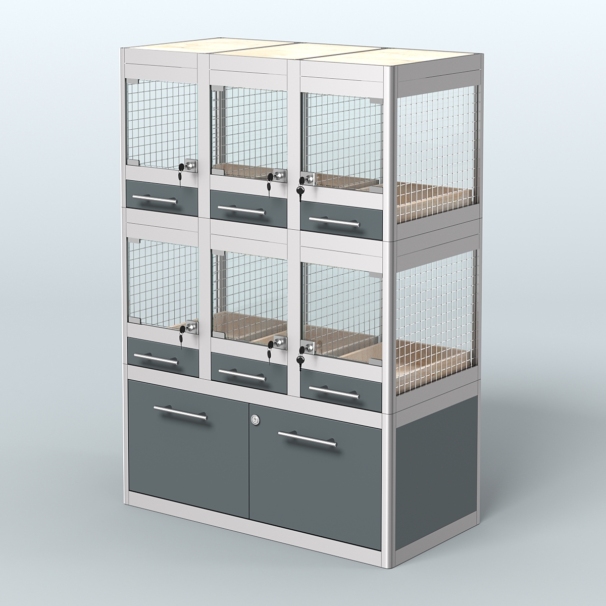 Витрина малая с подсветкой для продажи - мелких грызунов в зоомагазин серии ДЕГУ-С-02 Темно-Серый