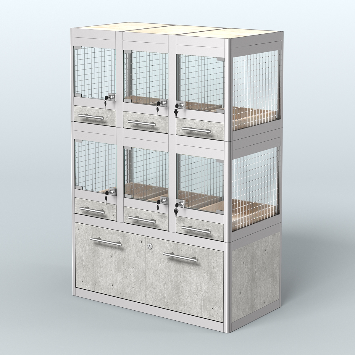 Витрина малая с подсветкой для продажи - мелких грызунов в зоомагазин серии ДЕГУ-С-02 Метрополитан Грей