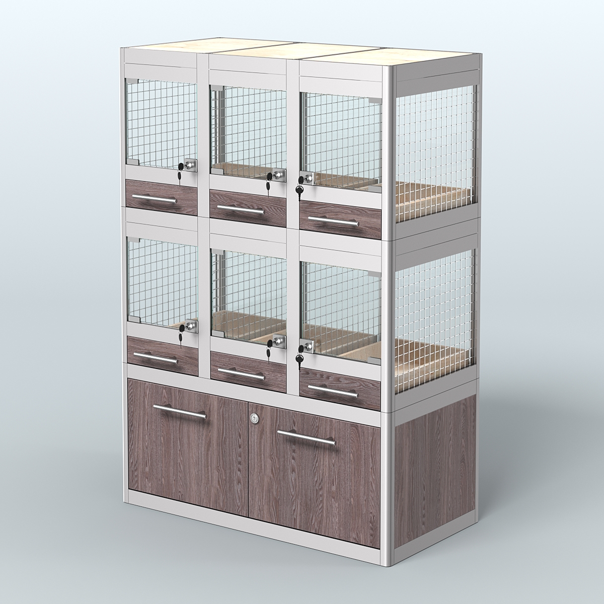 Витрина малая с подсветкой для продажи - мелких грызунов в зоомагазин серии ДЕГУ-С-02 Ясень Анкор темный