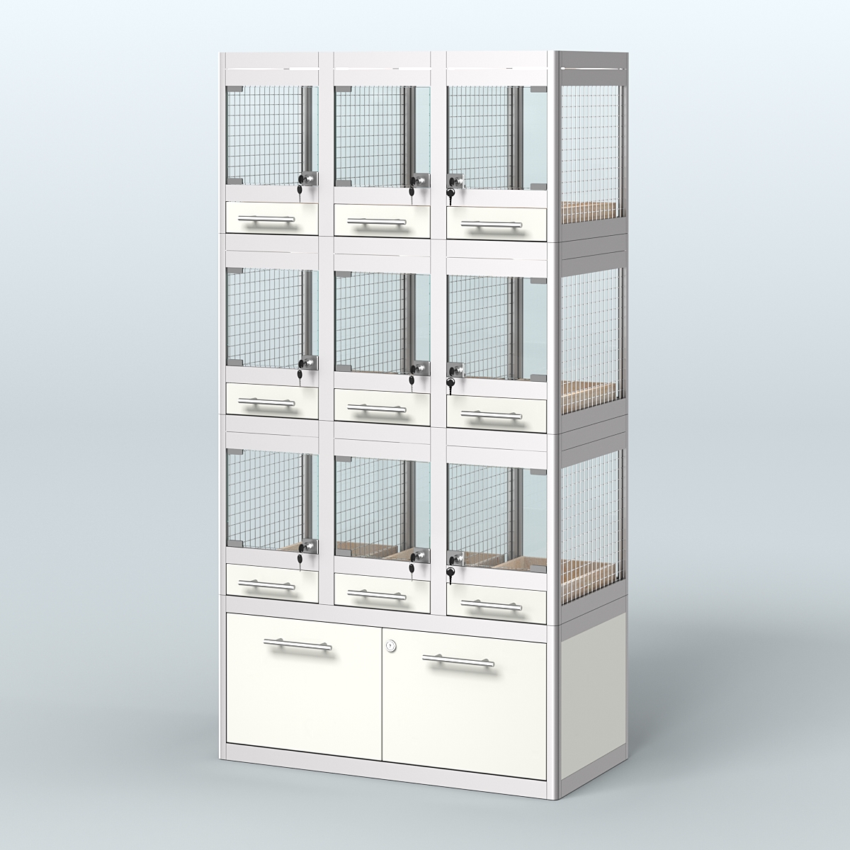 Витрина средняя с подсветкой для продажи - мелких грызунов в зоомагазин серии ДЕГУ-С-03 Белый