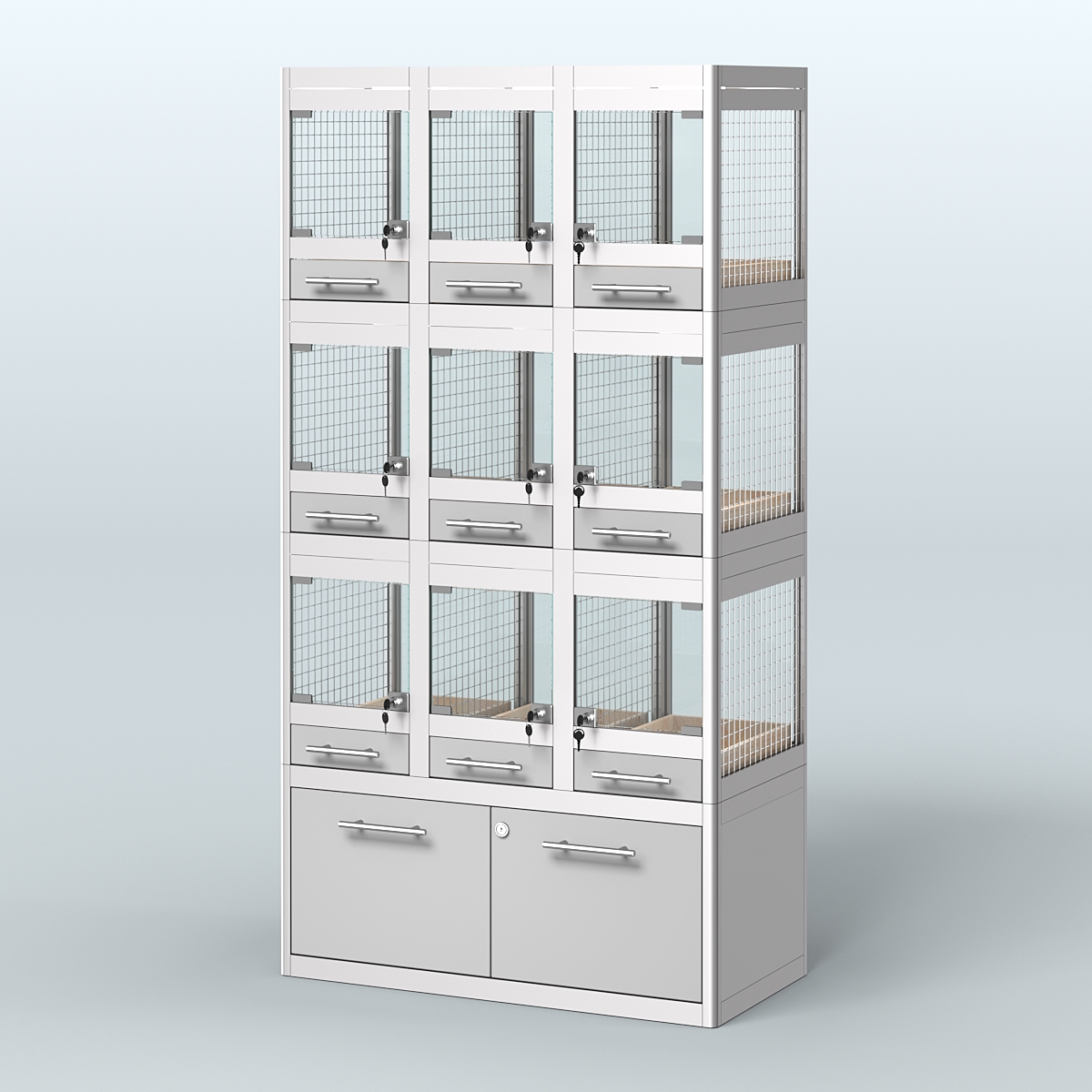 Витрина средняя с подсветкой для продажи - мелких грызунов в зоомагазин серии ДЕГУ-С-03 Серый